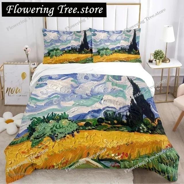 Van Gogh Art Cute Kawaii Duvet Cover Comforter Bedding set Soft Quilt Cover and Pillowcases for Teens SingleDoubleQueenKing