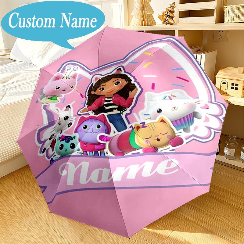 Custom Name Umbrella Kitty Dollhouse Adventure Umbrella 8-Frame for Travel, Camping, Casual Lightweight Portable, Essential for Family Gifts