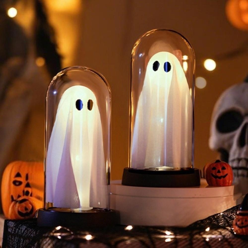 Halloween Light Up Specter Warm White Light Cloche Specter Lamp Desktop Lighting  Spooky Room Decor