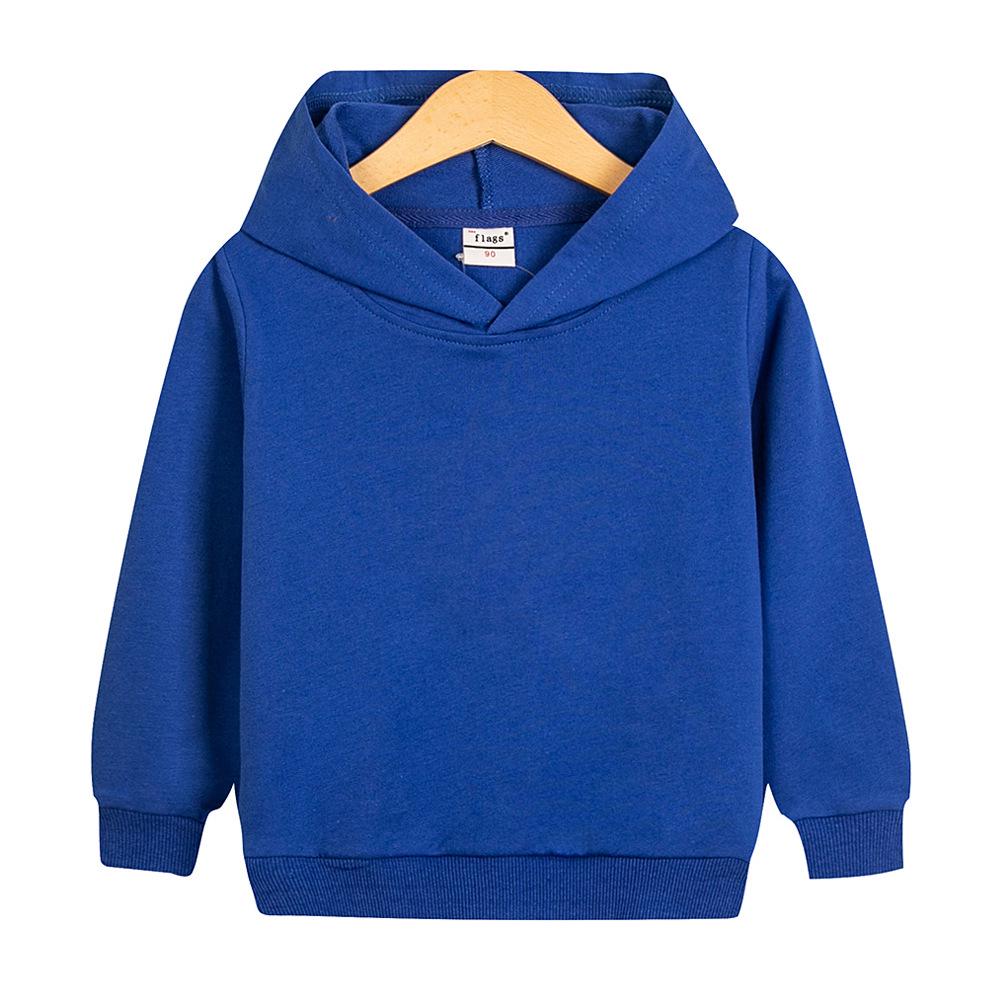 Autumn/Winter Solid Color Hooded Sweatshirt for Kids, Casual Top/Outerwear, Custom Patterns Available