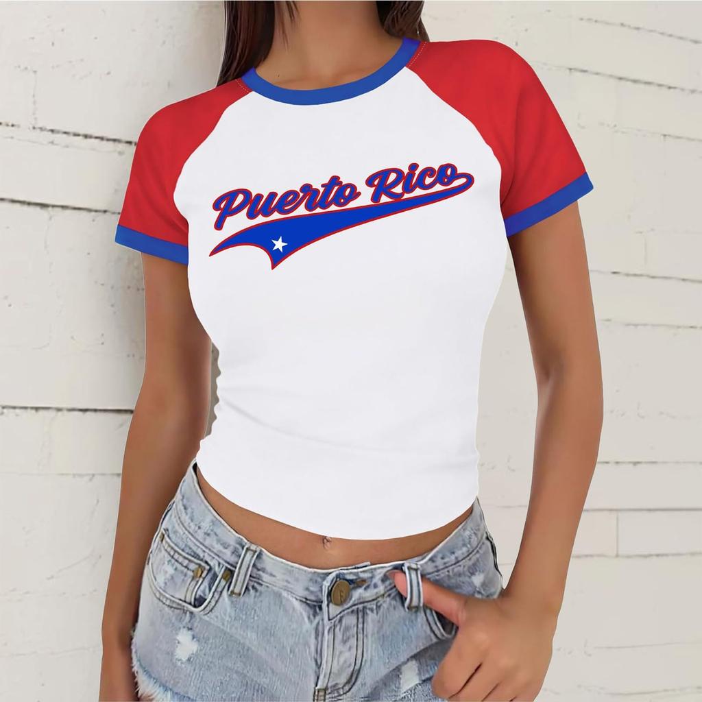 Women's Casual V Neck Short Sleeve Pullover T Shirt Letter Print Top Football Support Style Various Countries Names Design