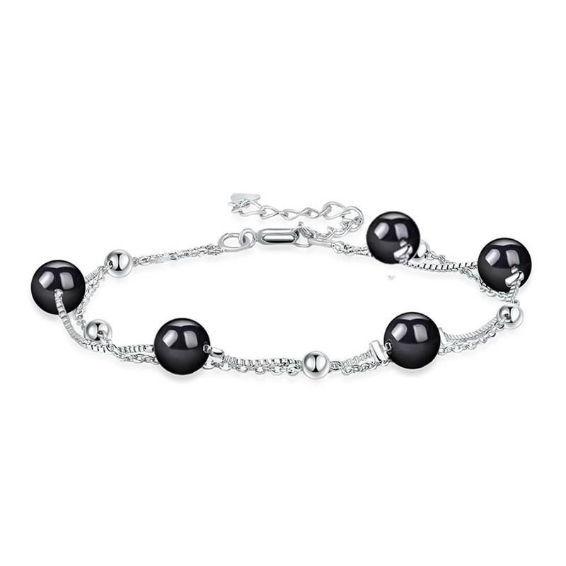 Sterling Garnet Bracelet Women Gold Plated Double Layer Minimalist Fashion Jewelry 925 Sterling Silver