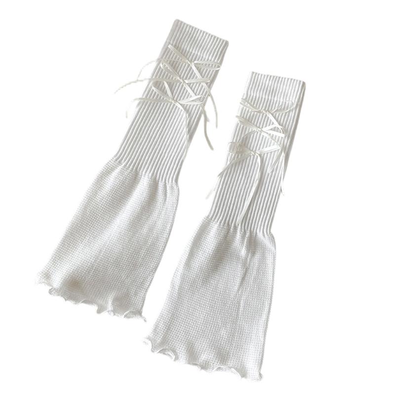 Middle Length Cotton Leg Warmers Decorative Bows Detail Leg Sleeve Socks For Winter Sports And Indoor Comfort