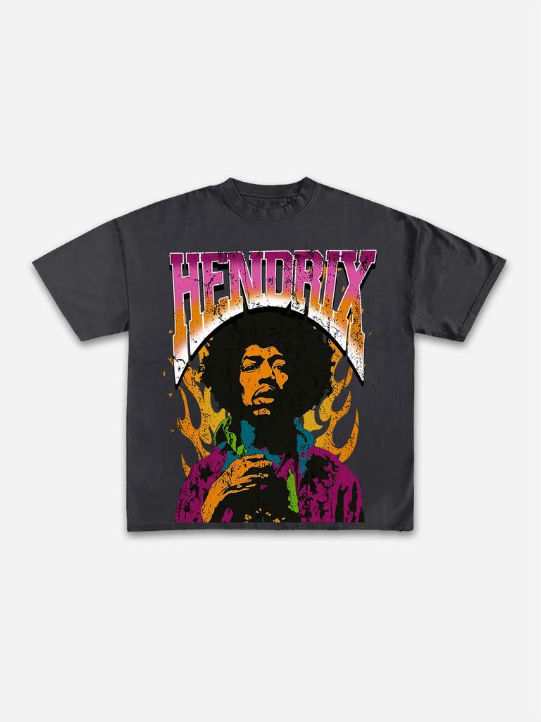 Jimi Hendrix Hip Hop Street mens Retro 100cotton Y2K West Coast style man fashion oversized Tshirt Casual Loose streetwear
