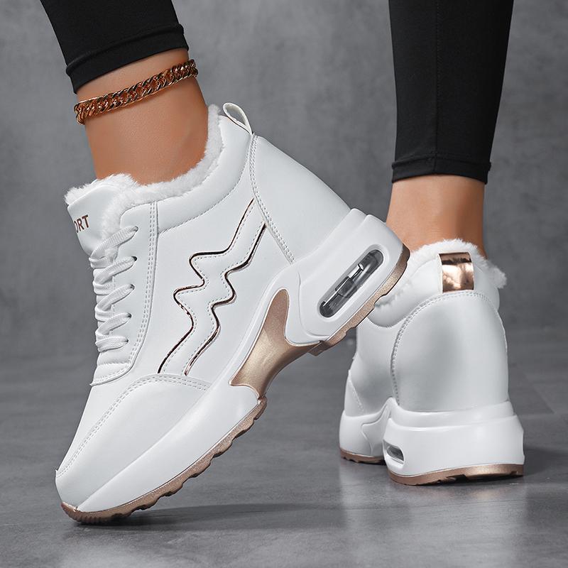 Women's Wedge Sneakers Platform Air Cushion Casual Inner Heightening Breathable White Walking ShoesWinter Velvet Insulation