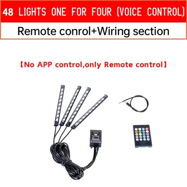 RGB APP LED Remote Control Flexible Waterproof Sound Control 12V Motorcycle Decorative Light Bar Car Atmosphere Footlight
