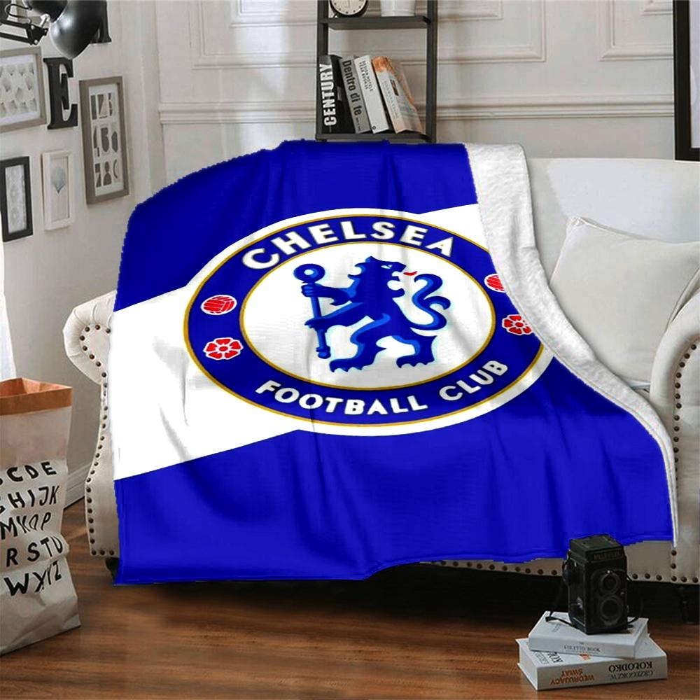 Chelsea Football Club Theme Printed Blanket - Perfect for Couch, Bed, Travel & Outdoor Use | Machine Washable, Cozy & Durable.
