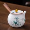 Hand-painted Mutton Fat Jade White Porcelain Teapot Single Pot Hand with Handle Side Handle Teapot Xishi Pot Kung Fu Tea Set Tea
