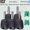 Clé de voiture DR HU83/VA2/NE72/NE78/SX9 ID46 PCF7961 ID46 PC7936 4D70 433MHz Pour Peugeot 107 206 207 306 307 C1 C2 C3 C4 2002-2012