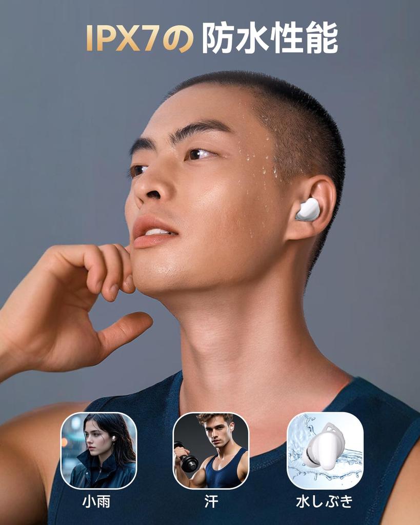Bluetooth bezdrátová sluchátka s 6 silikonovými mikrofony, AI Smart ENC potlačení hluku hovorů, vodotěsnost IPX7, 65 hodin přehrávání, Bluetooth 5.4 2025