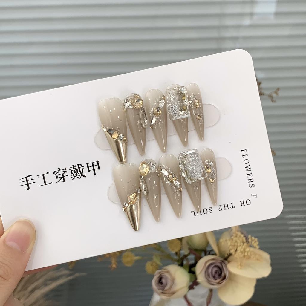 Handmade Hot-shot Long-tip Patch Aurora Magic Mirror Bottom Square Diamond Platinum Princess