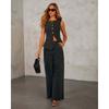 Fashion Denim Suit2025 New Women American Solid Loose Fashion Denim Suit Wide Leg Pants