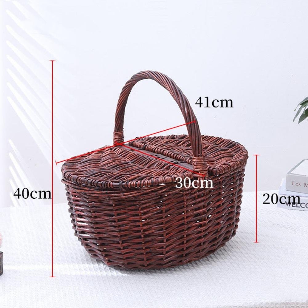 Panier de Tissage Oval à Poignée Panier Tressé Marron Blanc Paniers de Rangement Utiles Rangement Maison