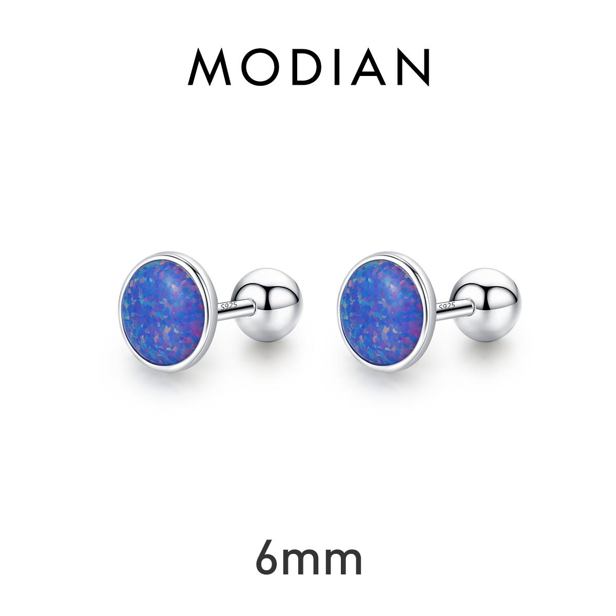 

Modian изысканные серьги-гвоздики из стерлингового серебра 925 пробы с круглыми опалами, модные бусины, винтовые серьги-гвоздики для женщин, юбилейные ювелирные украшения 6 серебряный