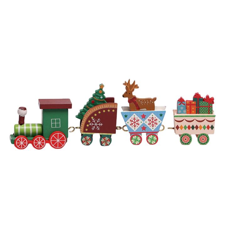 Christmas Train Decorations Children's Holiday Gifts Window Displays Desktop Ornaments Wooden Small Gifts Christmas Train Wooden