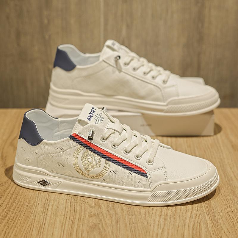 Men's board shoes fashionable summer thin light luxury white shoes