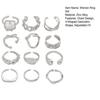1 Set Stackable Rings Set V-Shaped Geometric Finger Rings Flower Engraved