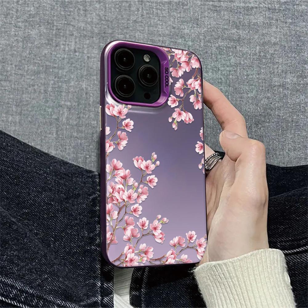 Red Flowers Shockproof Phone Case For IPhone 16 15 Pro Max 14 13 12 11 Back Cover Case Funda Bumber 16 Pro 15 14 13 12 11 Case