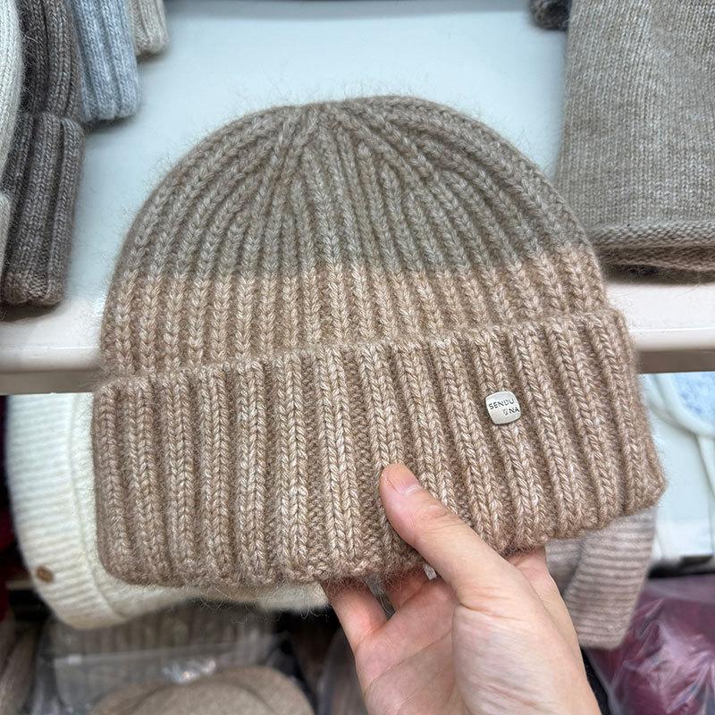 Premium Soft Waxy Skin-friendly Wool Hat Women's Autumn and Winter Warm Knitted Thickened Big Head Circumference Bag Head Hat