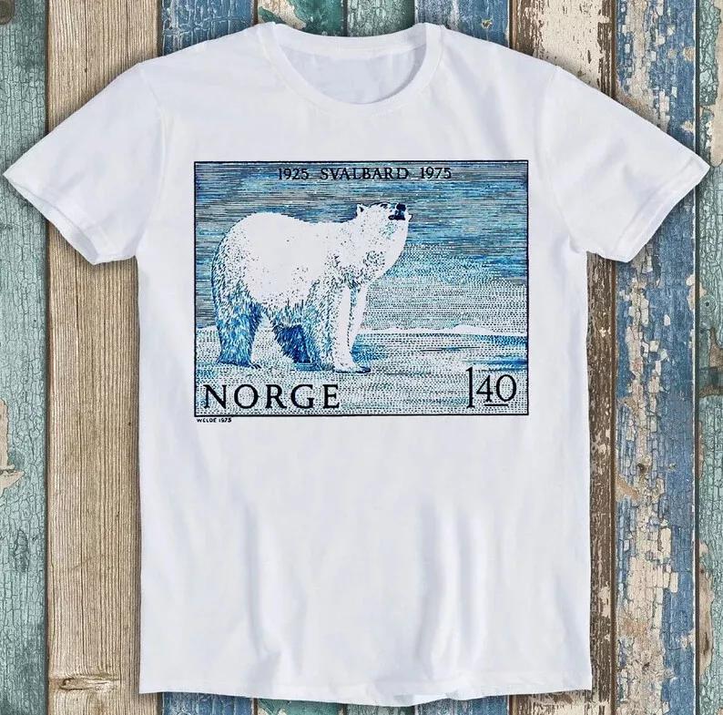 

1975 Norway Svalbard Polar Bear Postage Stamp Mail Funny Gift Tee T Shirt M1619 2XL