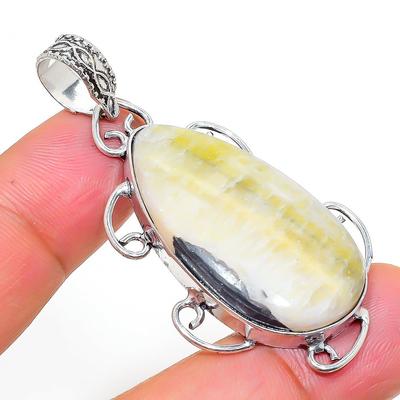 Natural Bumblebee Jasper Gemstone 925 Sterling Silver Gift Pendant 2.17" T3b18