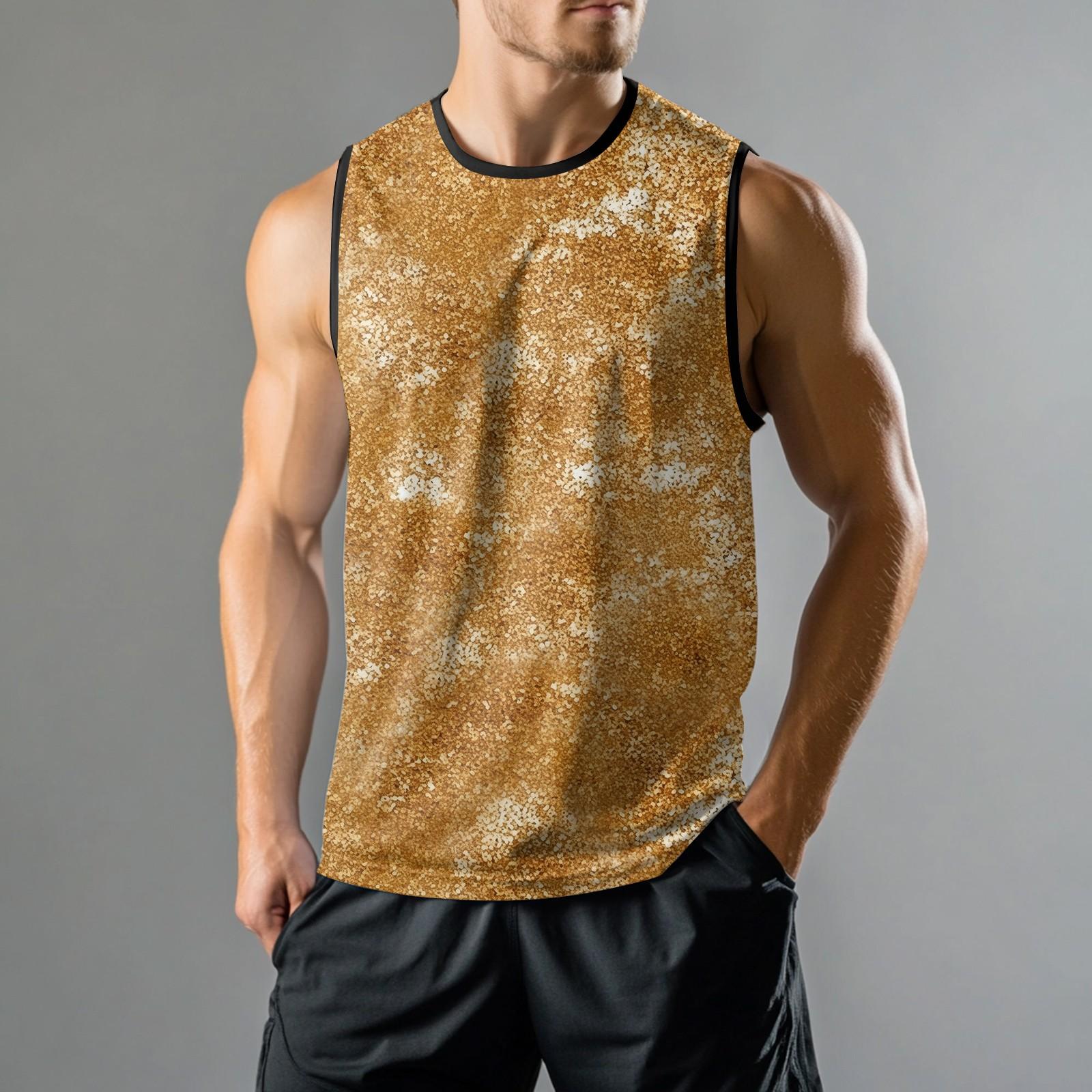 

Мужская мода принтованный спортивный повседневный жилет без рукавов L золотой