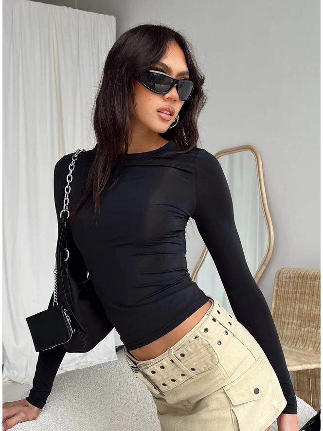 European and American Women's Casual Slim Fit Long Sleeve Pullover T-shirt Streetwear Set