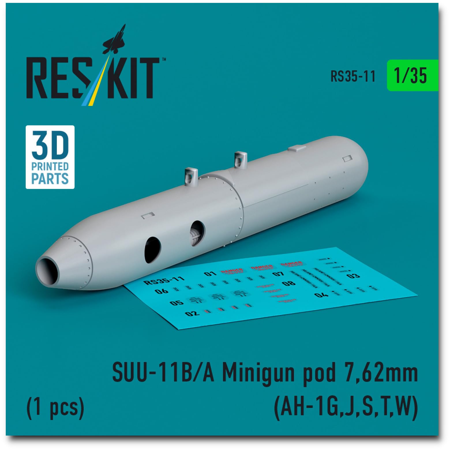 

Reskit Mini Gun Pod 3D Printer Resin Kit 1/35 SUU-11B/A 7.62mm RSK35-0011 (Airplane)