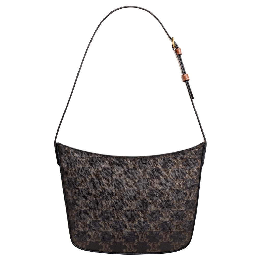 Celine Croque Monogram Zip Closure Leather Tote Shoulder Bag Medium Women Bags Brown 112272CUZ-04LU