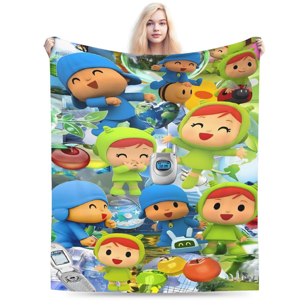 P-POCOYO Warme Weiche Decke Mädchen Jungen Plüsch Überwurfdecke Druck Wohnzimmer Flanell Tagesdecke Sofa Bettbezug