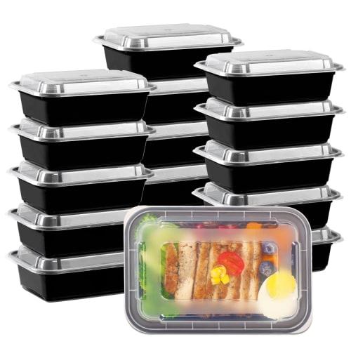 

Moretoes 15-Pack Meal Prep Containers, Reusable Food Containers with Lids, 24 oz, 1 Compartment Food Storage Containers, Reusable Lunch Boxes, Food-Gr