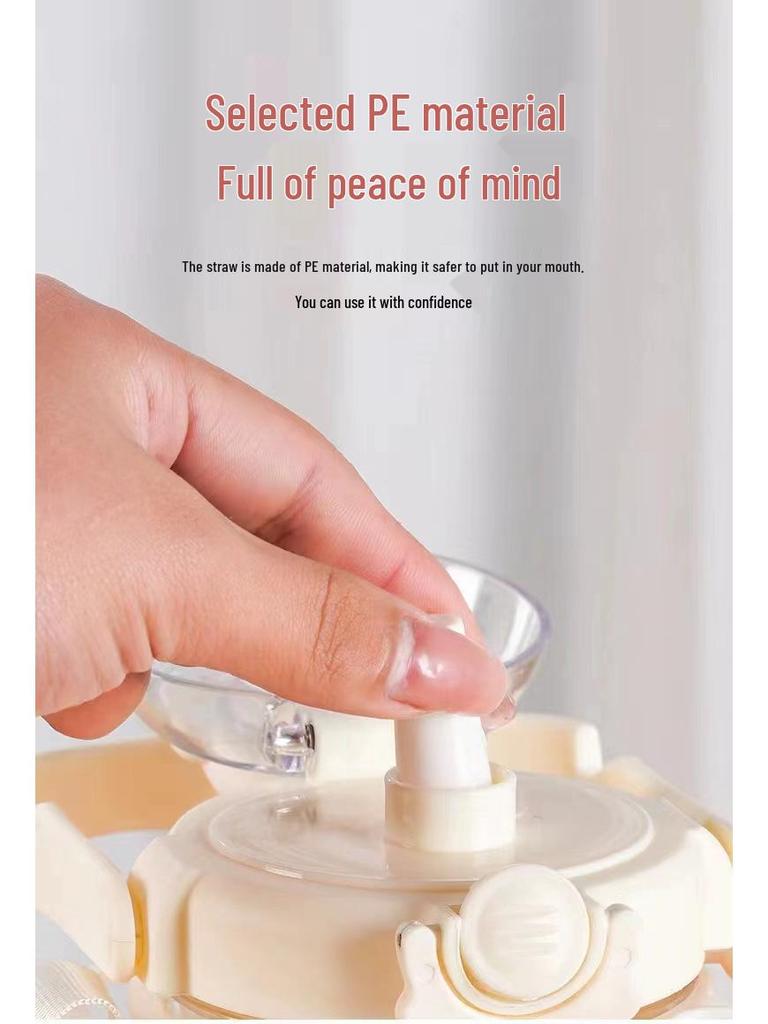 Large Cartoon Children's Straw Water Bottle - High-Capacity, Stylish Plastic Cup for Students