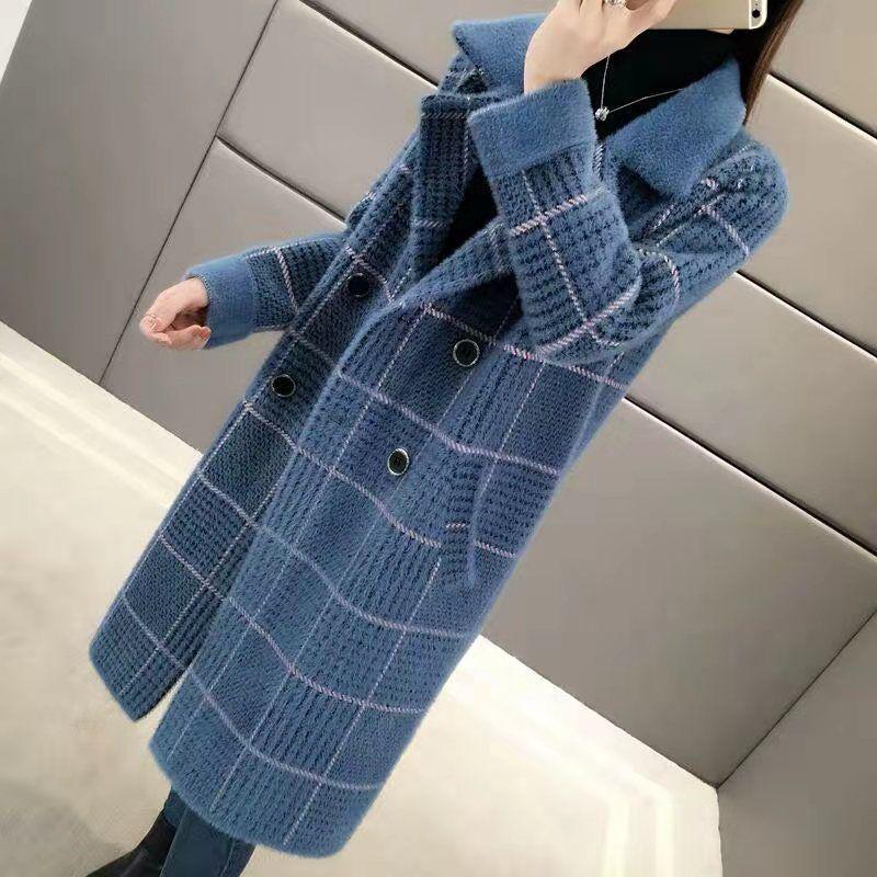 Nouveau Cardigan Tricoté Mi-Long Ample Épais pour Femme Automne/Hiver: Manteau pull grande taille pour mère