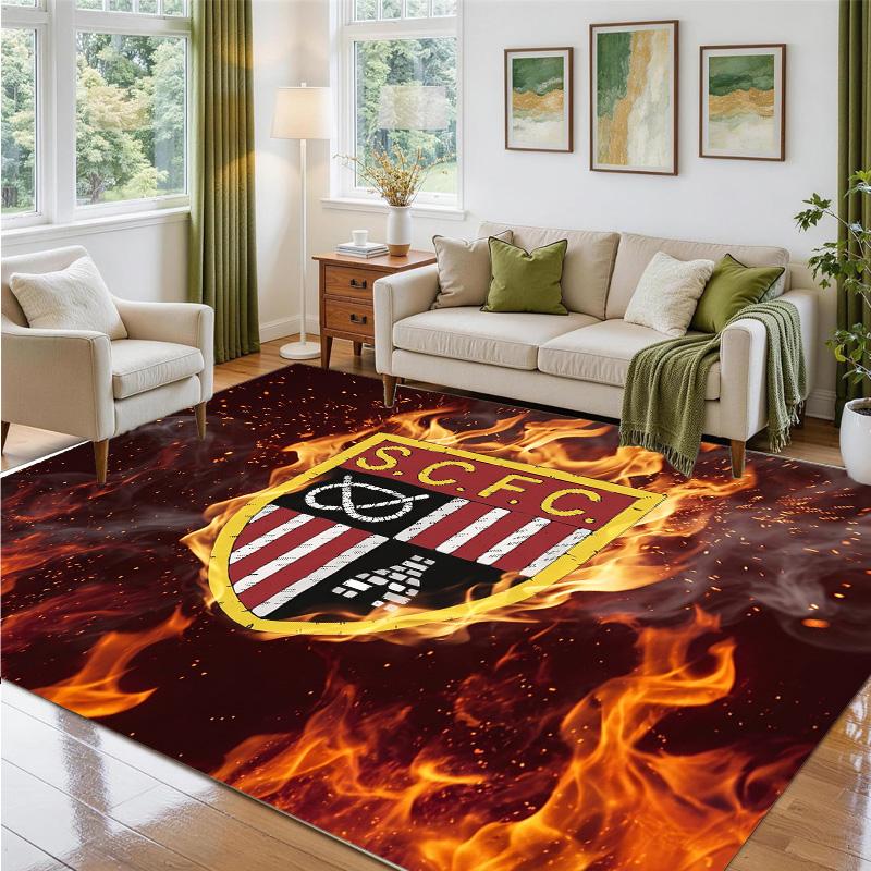 Stoke City Football Design Crystal Velvet Rug Soft Decorative Mat for Bedroom Entrance
