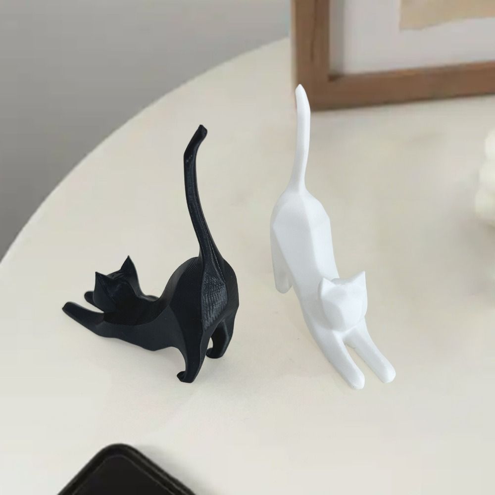 Stretching Kitten Funny Cat Ornaments Carved Kitten Statue Creative Miniature Figurines Garden