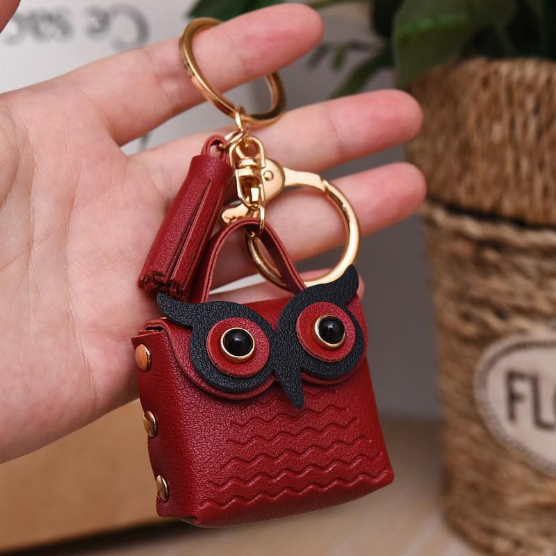 Cute Key Bag Owl Coin Purse Mini School Bag Car Key Chain Pendant Lady Wallet Leather Coin Purses Coin Purse Keychain
