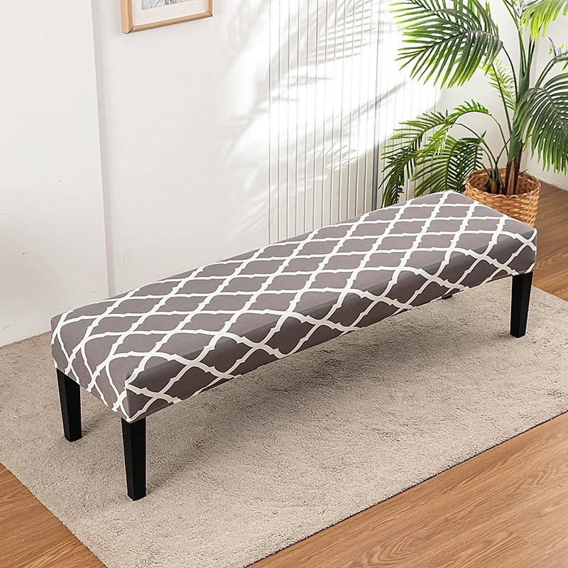 1PC Long Stool Cover Non-slip Long Bench Cover Dustproof Bench Protector Slipcover Floral Printed Full Wrap Stretch Slipcover