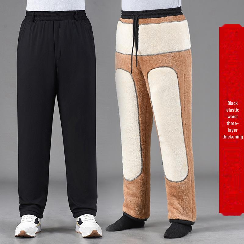 Pánské zesílené ležérní zimní kalhoty - Hřejivé bavlněné sametové kalhoty pro středního věku a starší