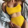 New split swimsuit female sexy solid color bikini high waist swimsuit