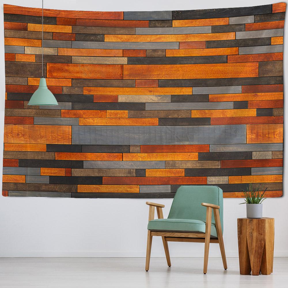 Vintage Stone Wall Tapestry Colorful Wooden Board 3D Brick Wall Art Decoration Wall Hanging Bedroom Living Room Home Decoration