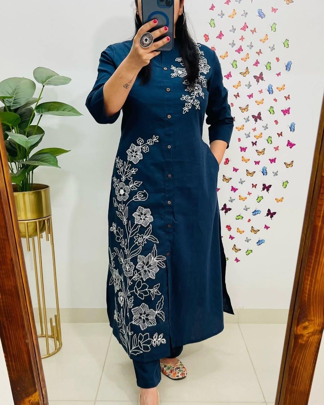 Designer Party Wear Women s Kurti Pant Set Indian Bollywood Ethnic Kurta Set M-38 синий