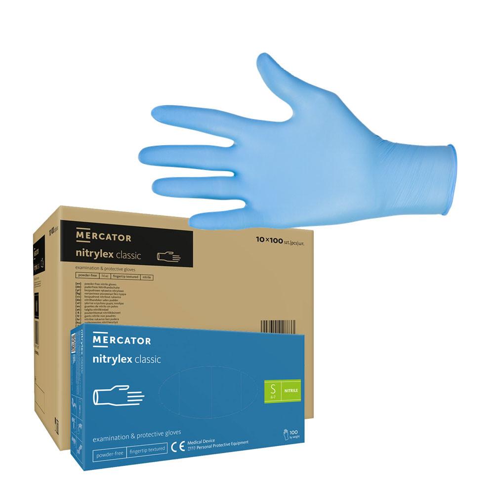 Nitrile Gloves Blue Mercator Nitrylex Classic 100 Pieces Carton 10 Pack