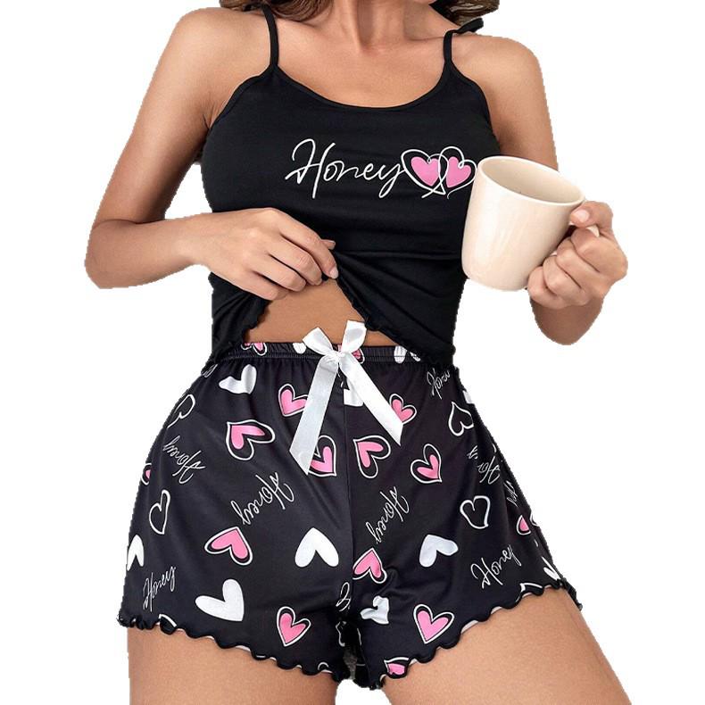 European & American Style Women's Sleeveless Camisole Vest and Shorts Milk Silk Home Wear Set