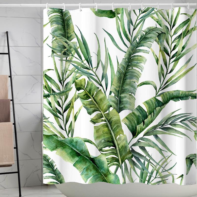 European Flowers, Birds, Plants Bath Curtains Waterproof Shower Curtain 3D Printing Bathroom Decoration with Hook Bath Screen