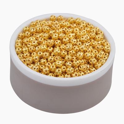 High Quality 4-12mm Silver Gold Plated 40-300Pcs Necklace Bracelet Wholesale Space Loose Beads DIY for Hollow Bead Pendant Jewelry Making