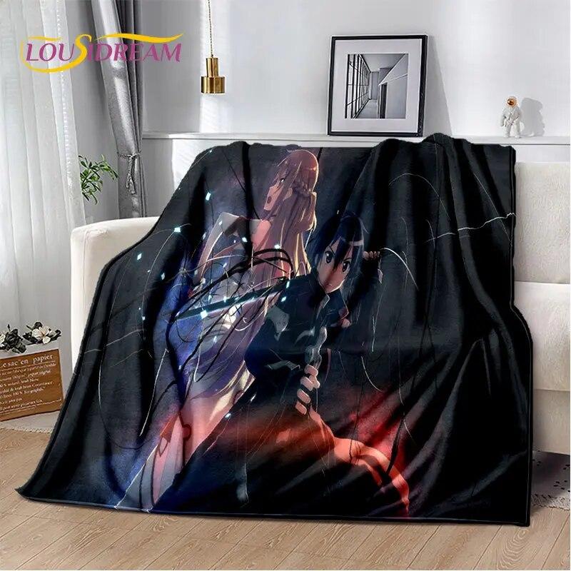 Sword Art Online SAO Anime Cartoon Soft Plush Blanket,Flannel Blanket Throw Blanket for Living Room Bedroom Bed Sofa Picnic Kids
