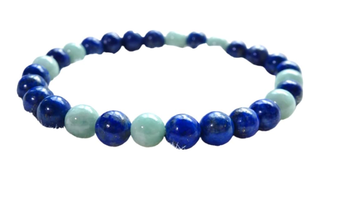 

Goal Good Luck Lapis Lazuli and Jadeite Bracelet for Men and Natural Power 6mm Women with Small Kanoishi [Dream, Achievement, Amulet] Women, Stone,