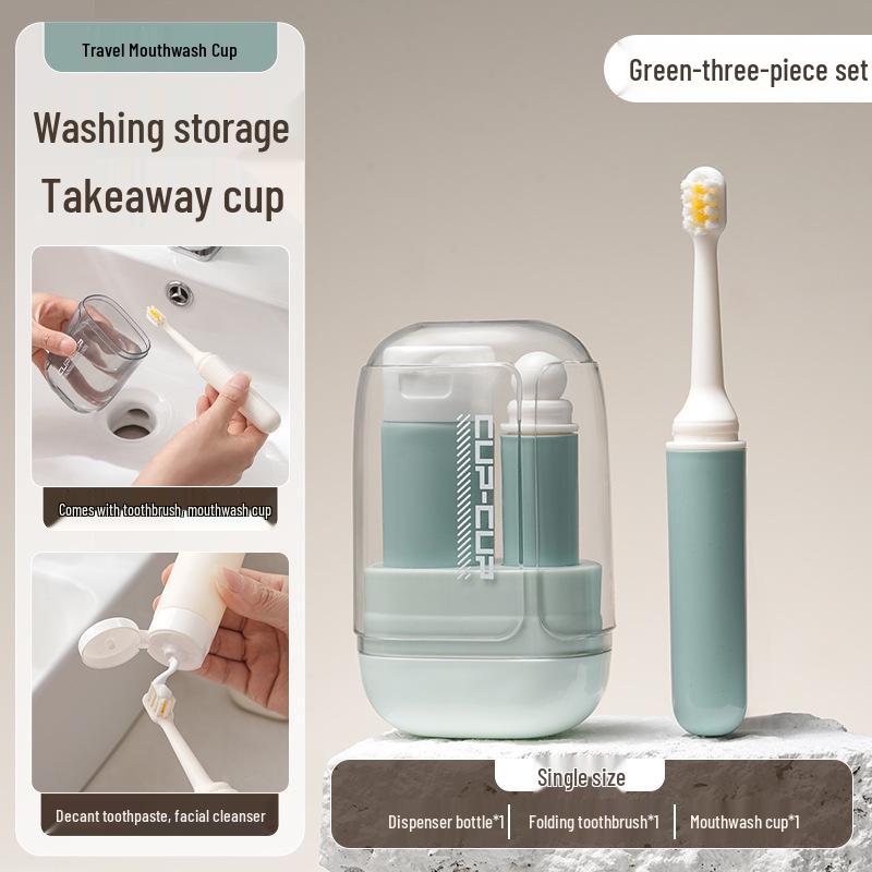 

Портативный складной дорожный набор зубной щетки и зубной пасты со стаканом для полоскания рта