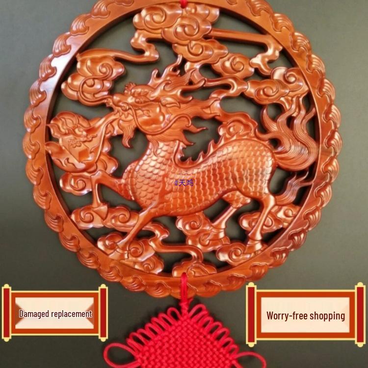 Peach Wood Chinese Knot Pendant for New Year: Fu Character Decoration for Door, Living Room, TV Wall, and Hallway
