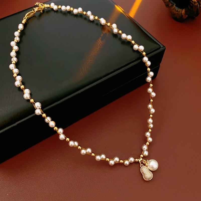 Meier New Chinese zircon gourd pendant, pearl necklace light luxury niche collarbone chain